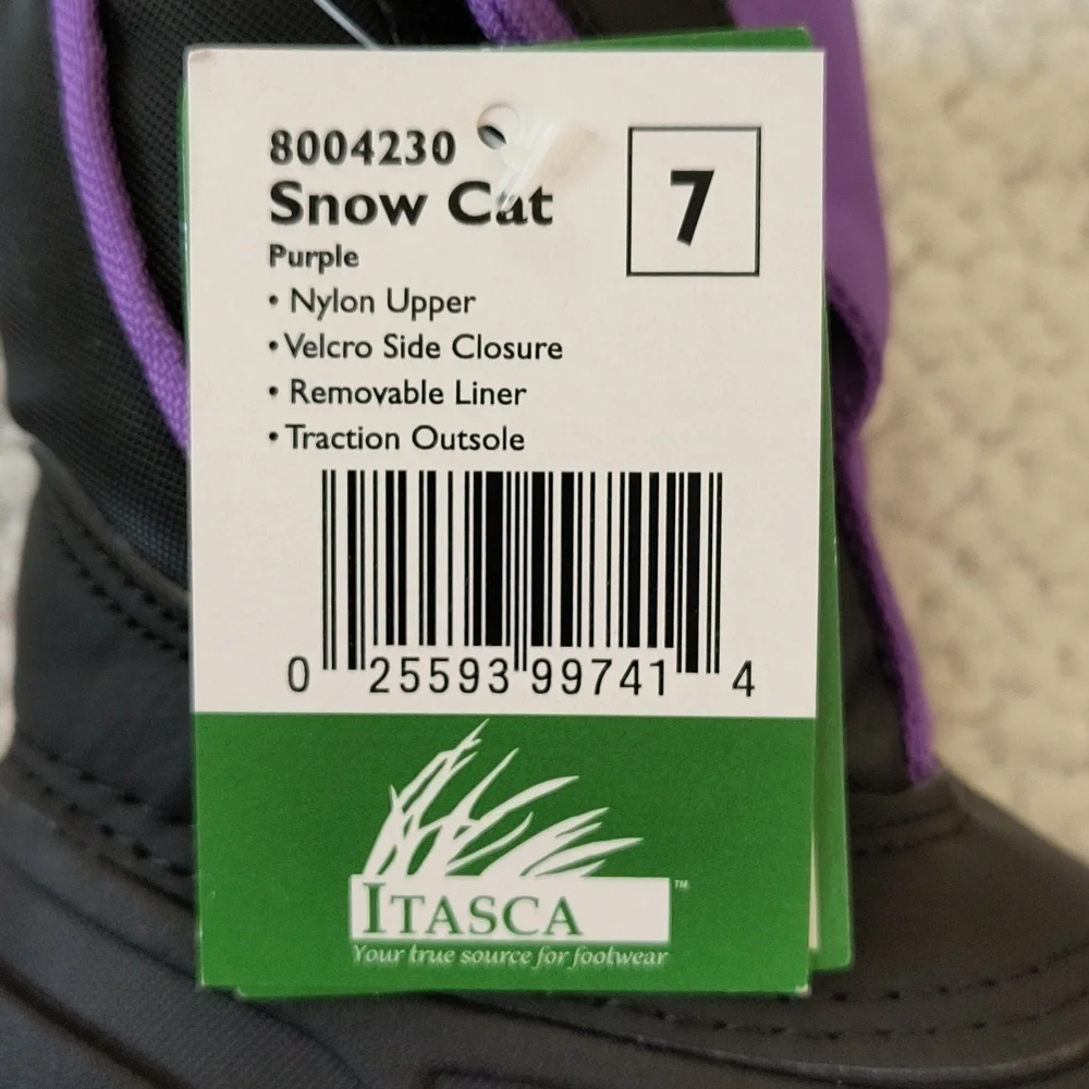 NWT Child's Purple/Black Itasca Snow Cat Winter Boots Size 7